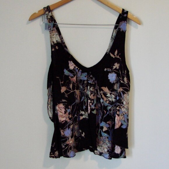 Free People Intimately On The Top Floral Tank Top Flowy Boho Black Cami Small - Picture 11 of 13